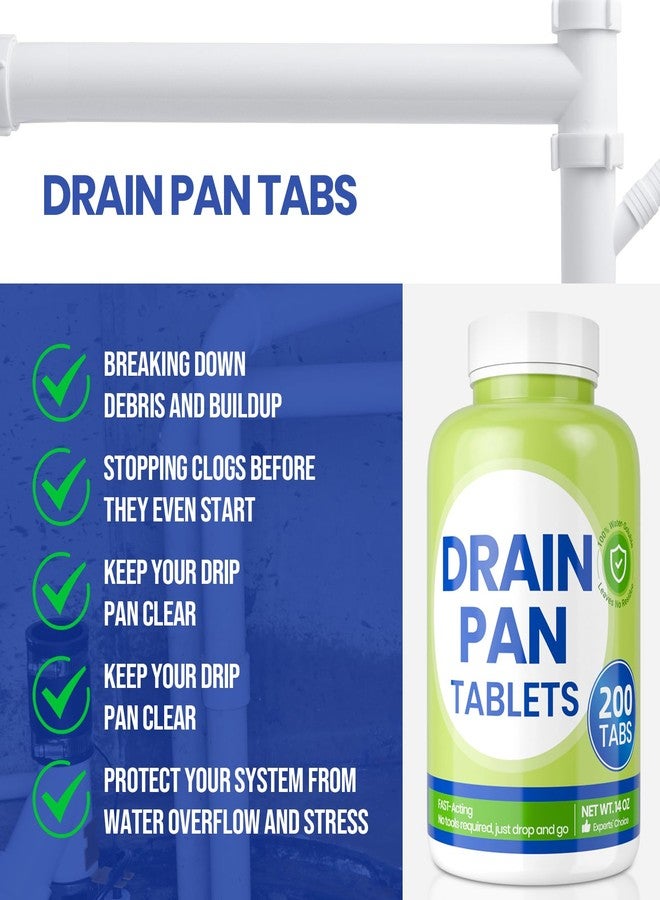 Calvana Drain Pan Tabs - 200 Tablets, AC Drain Line Cleaner, Fast-Acting Treatment for HVAC, Window Units, Mini-Splits, Dehumidifiers, Refrigerators - Lasts Up to 4 Weeks, No Residue, Water-Soluble - Image 2